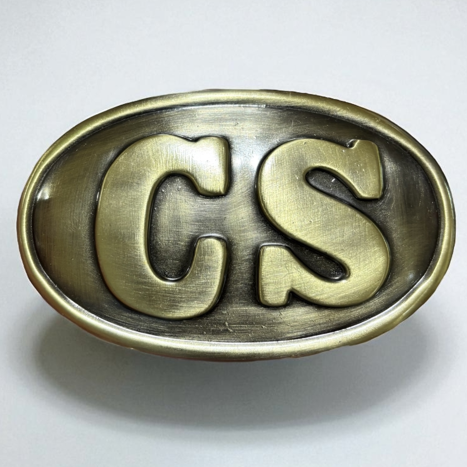Oval CS Belt Buckle - Antiqued Brass