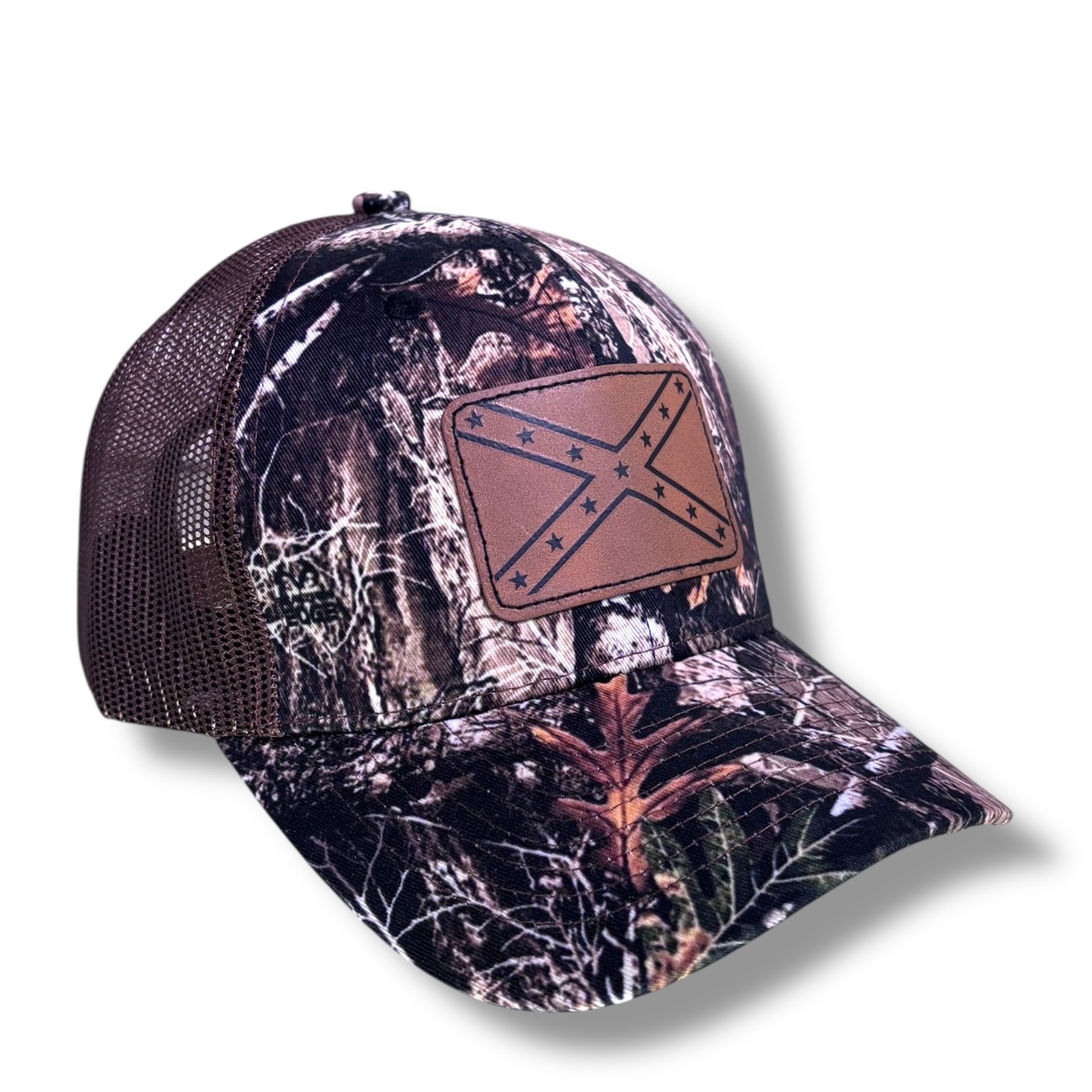 OSB Trucker Hat  - Leather Jack, Forrest Camo