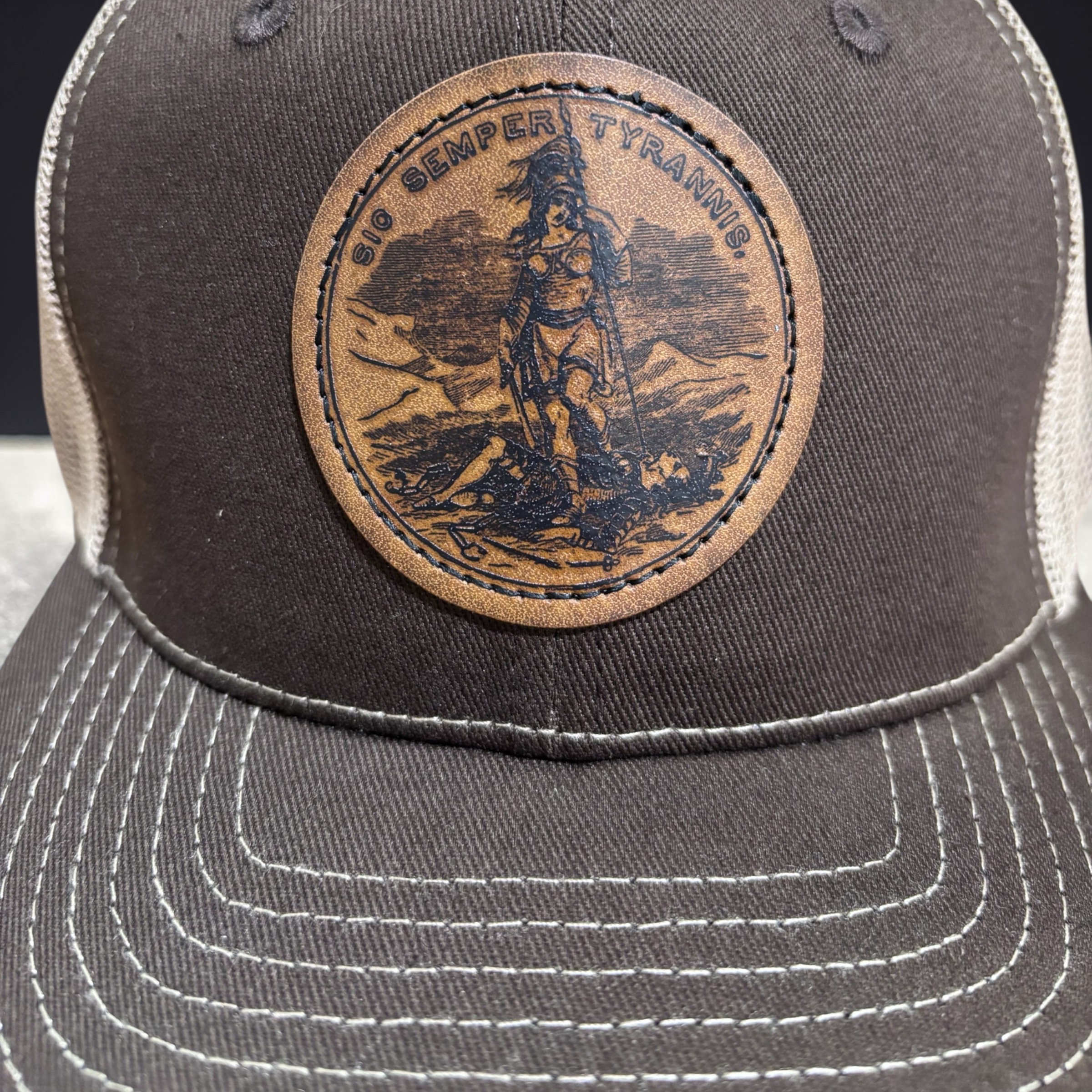 OSB Trucker Hat - Leather, Olde Virginia, Brown/Tan