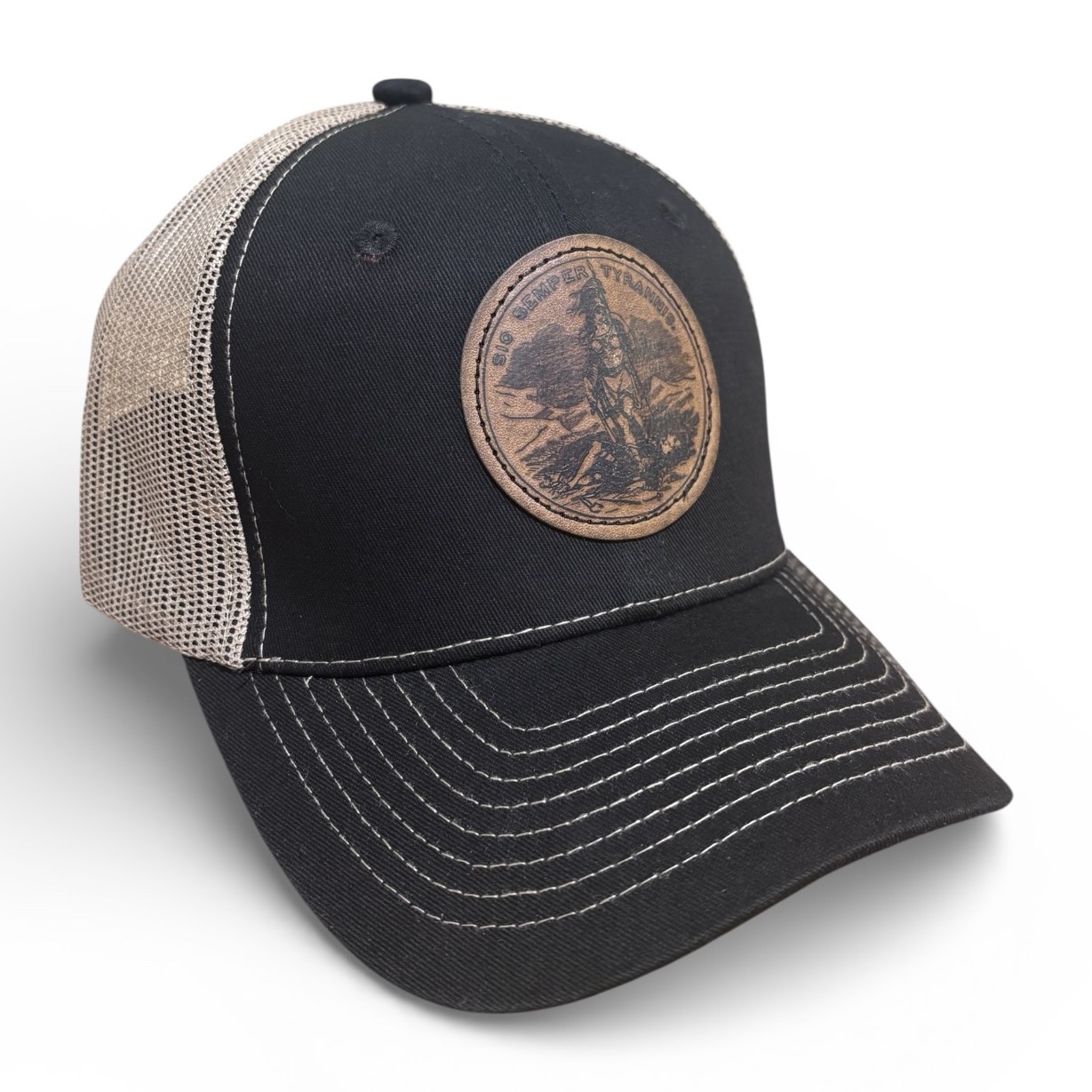 OSB Trucker Hat - Leather, Olde Virginia, Black/Tan
