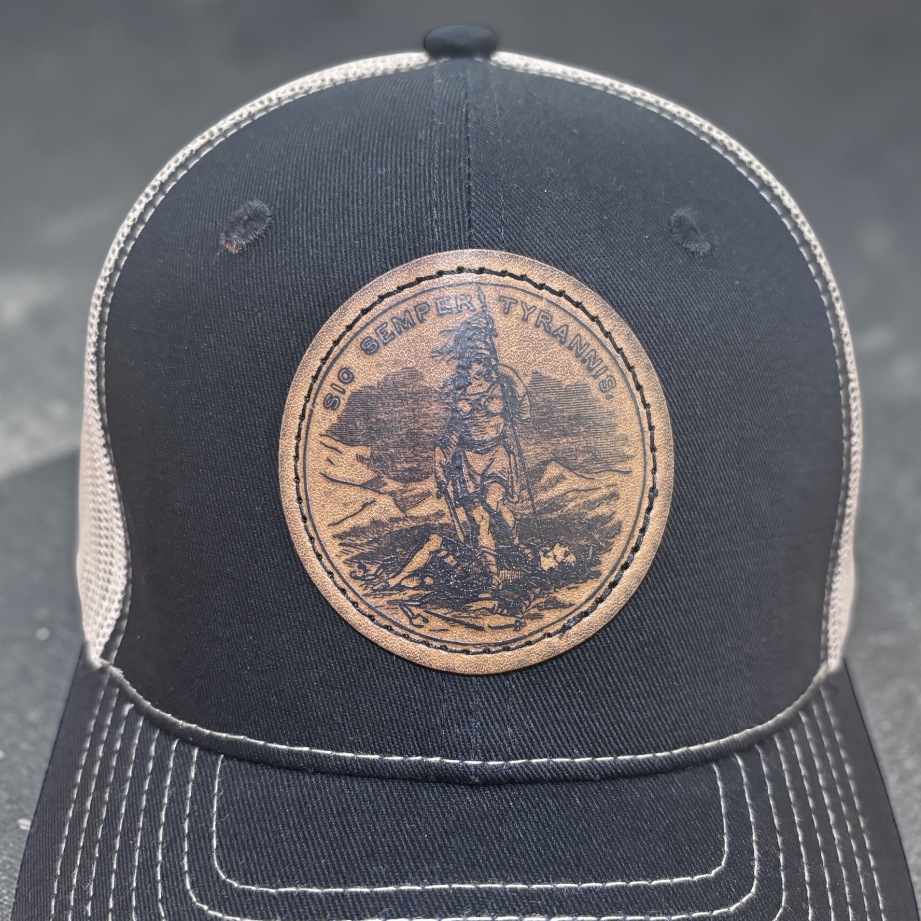 OSB Trucker Hat - Leather, Olde Virginia, Black/Tan
