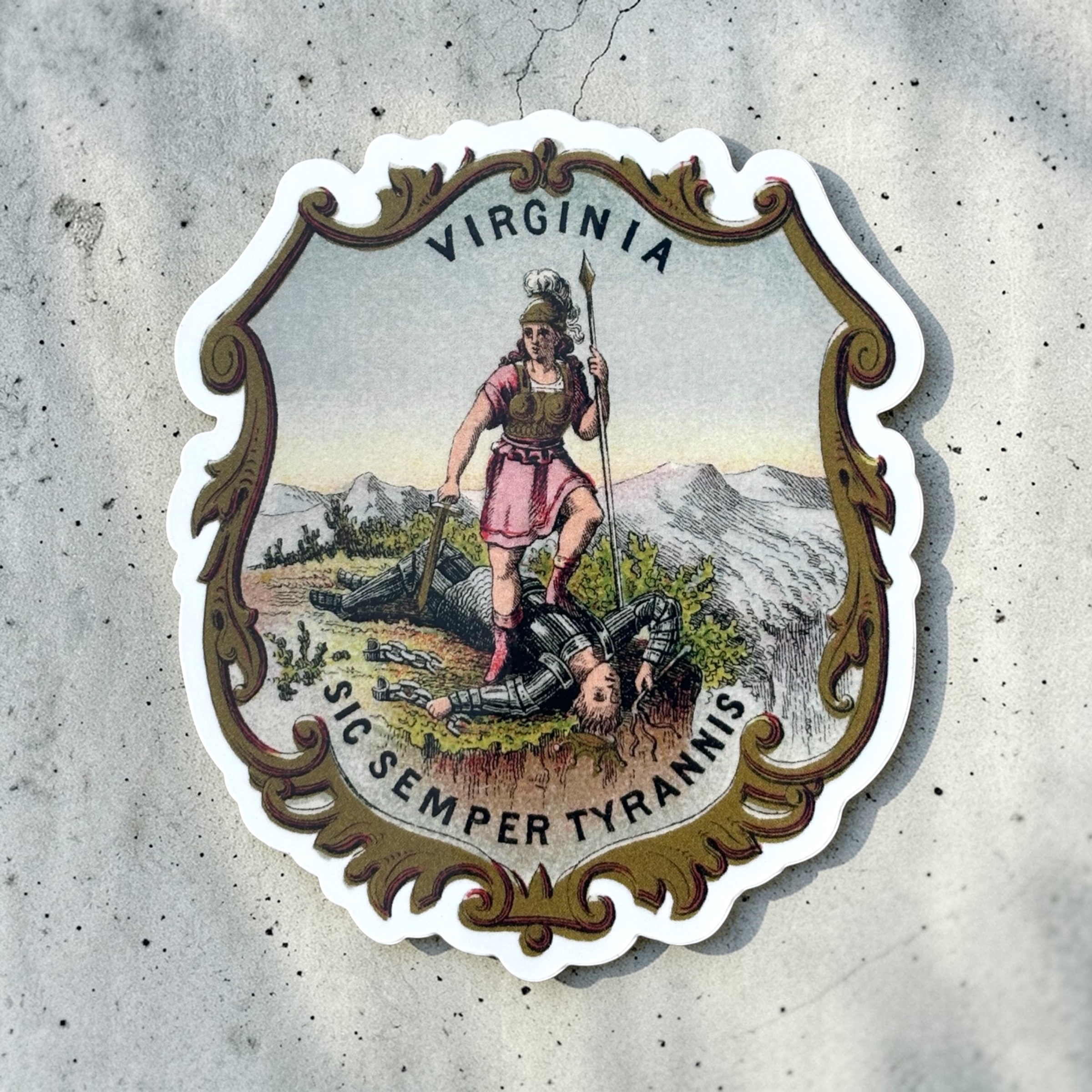 Virginia Coat of Arms Sticker - 4'' x 3.5''