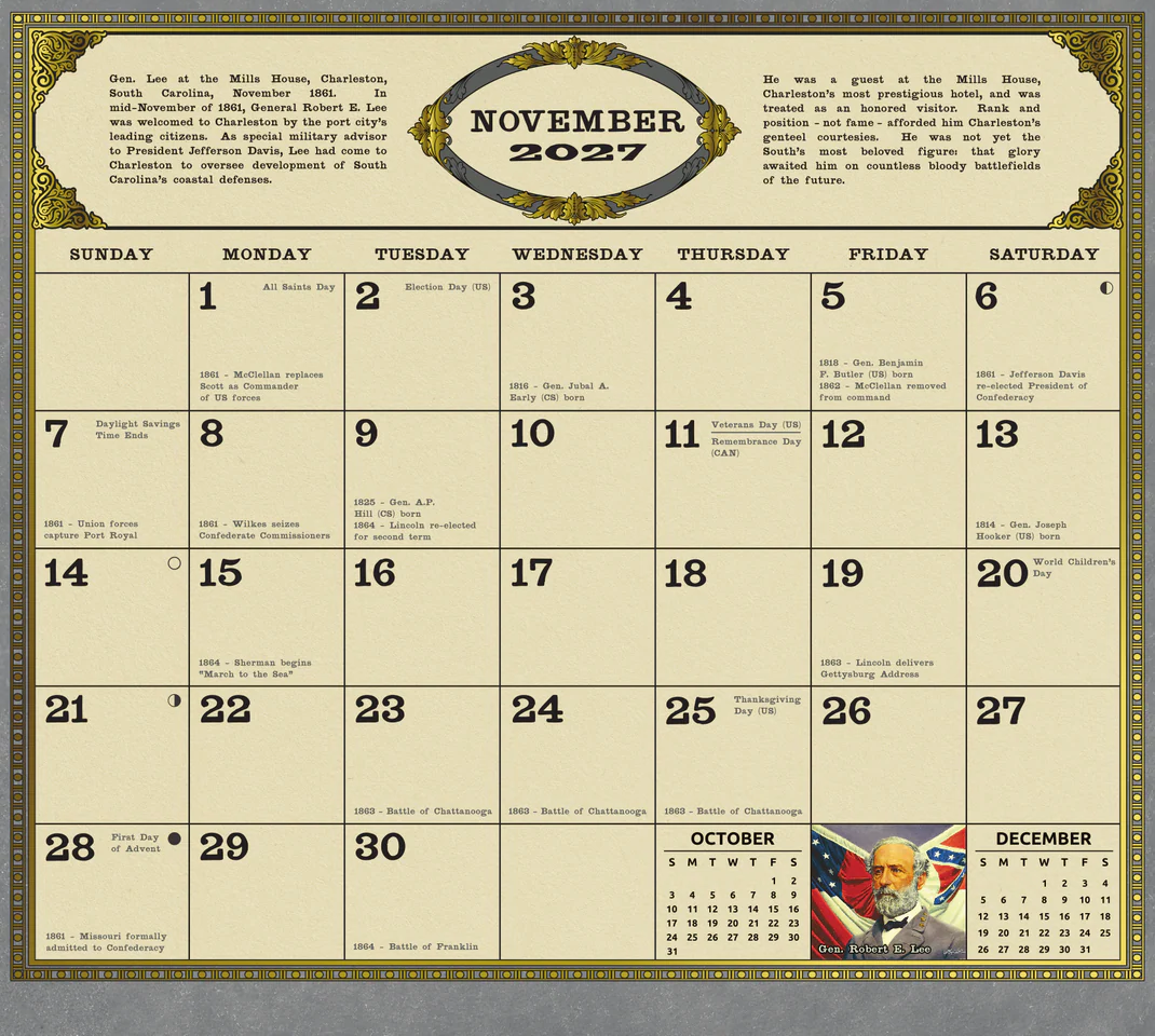 2027 Mort Künstler Commanders in Gray Calendar