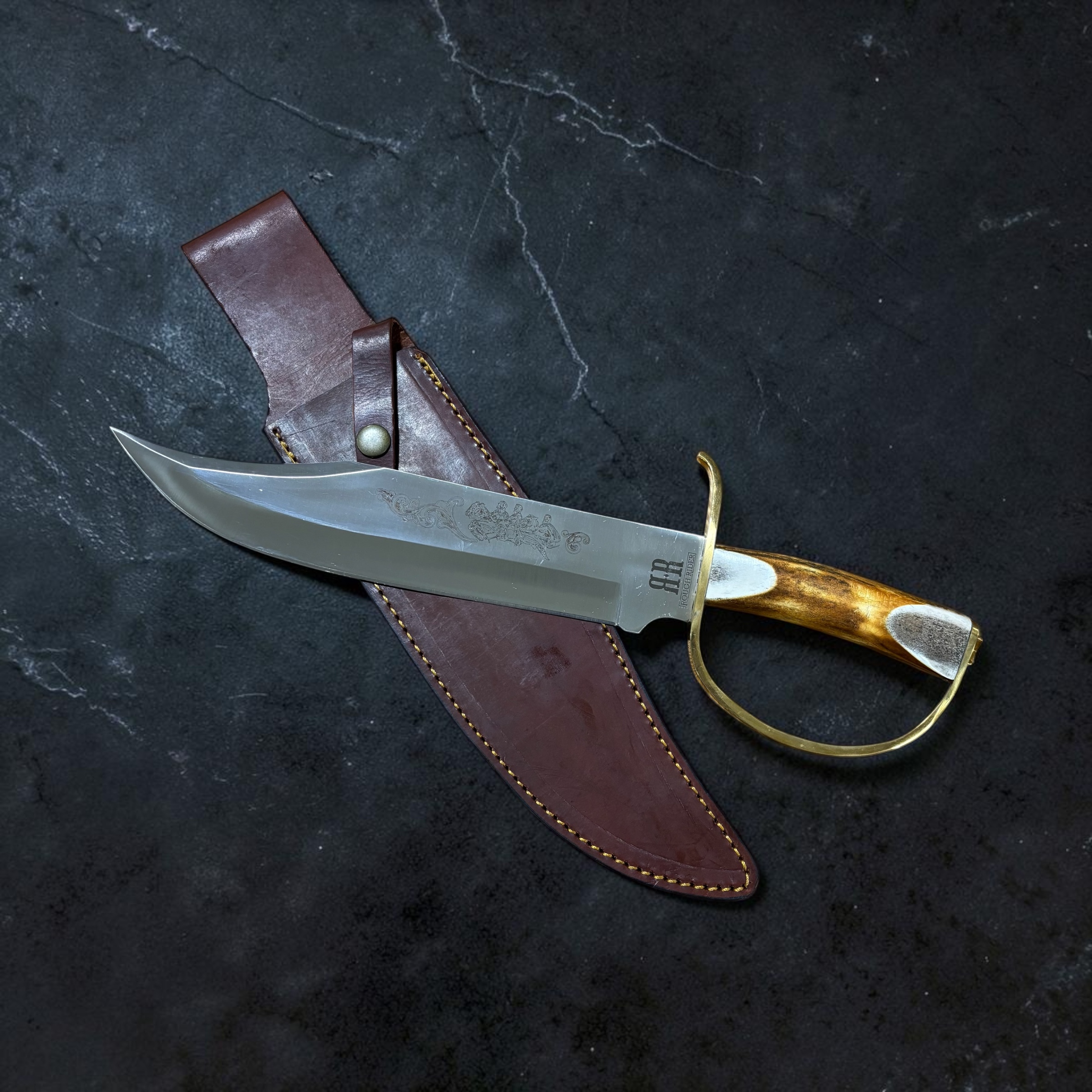 Bone Handle D-guard Bowie Knife